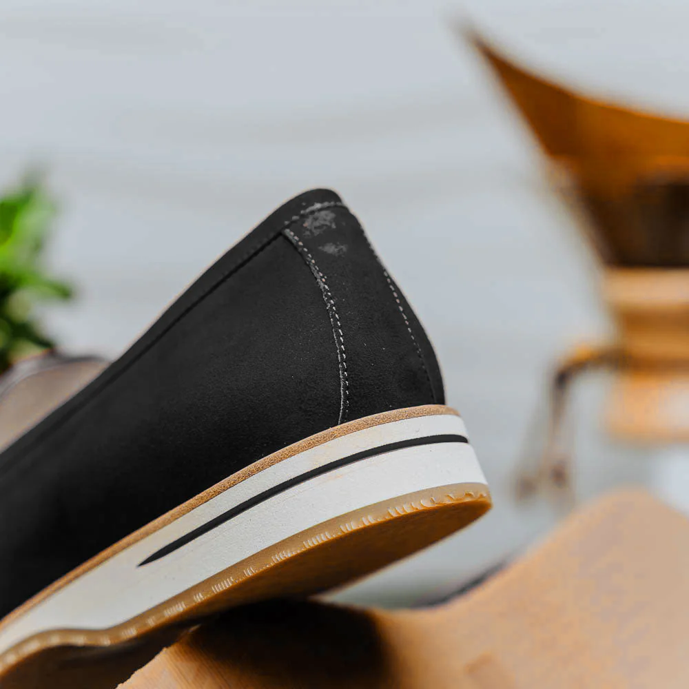 11-020-BLK MEO 3 Sueded Goatskin Penny Loafer, Black - Image 15