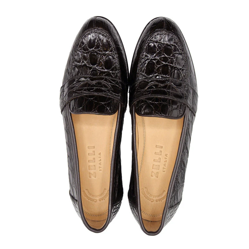 11-119-NIC TUSCANY Crocodile Penny Loafer, Nicotine - Image 6