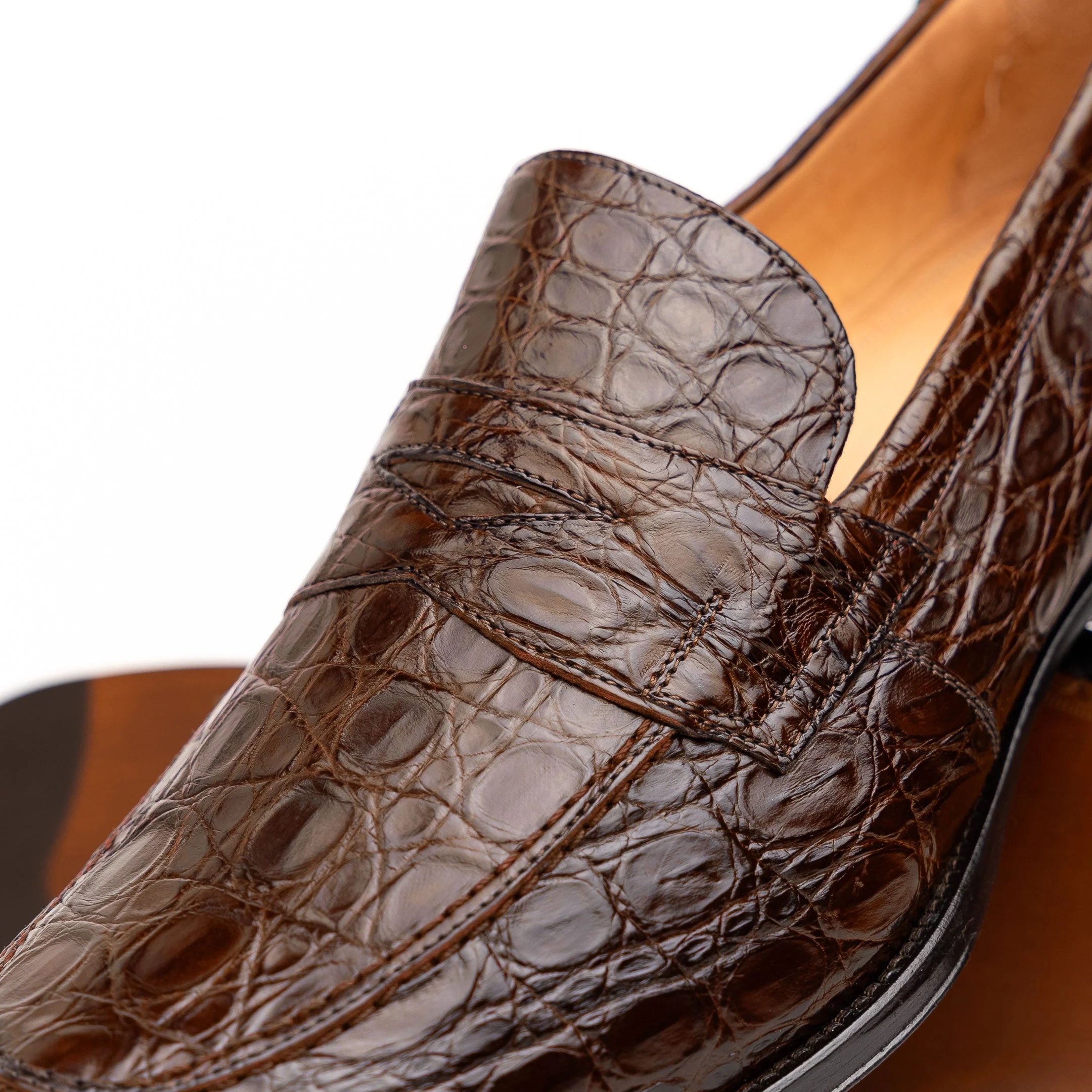 11-201-CGM ROMA Crocodile Penny Loafer, Cognac - Image 3