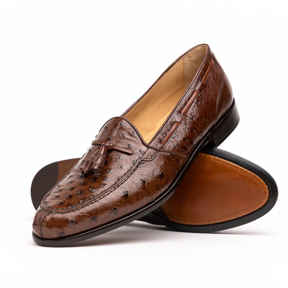 13-581-BRN FRANCO Ostrich Tassel Loafer, Brown - Image 2