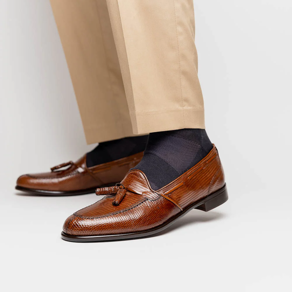 14-580-CGN FRANCO Teju Lizard Tassel Loafer, Cognac - Image 10
