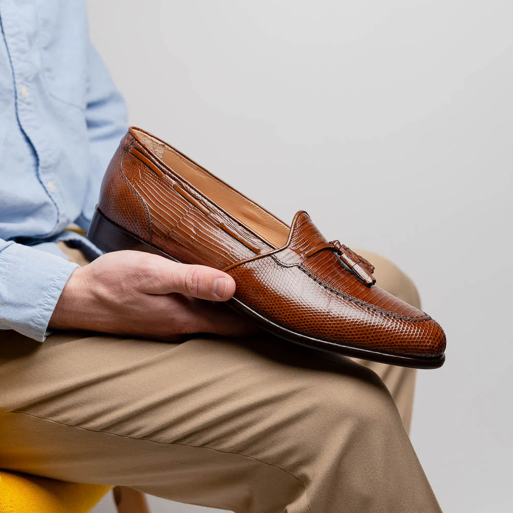 14-580-CGN FRANCO Teju Lizard Tassel Loafer, Cognac - Image 8