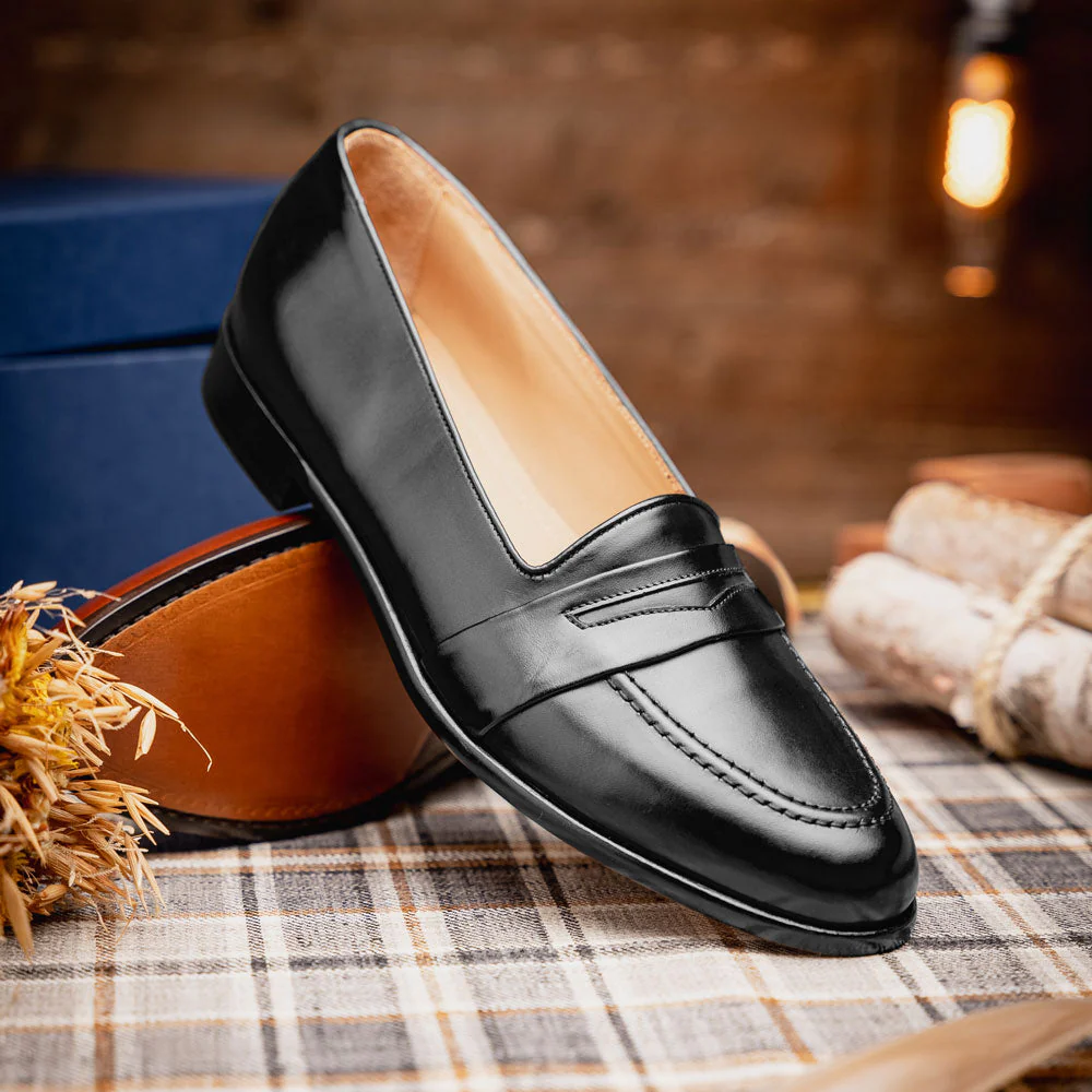 15-203-BLK SAVANNAH Calfskin Penny Loafer, Black - Image 14