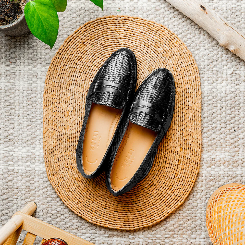 15-585-BLK NICOLA Italian Calfskin Basketweave, Black - Image 12