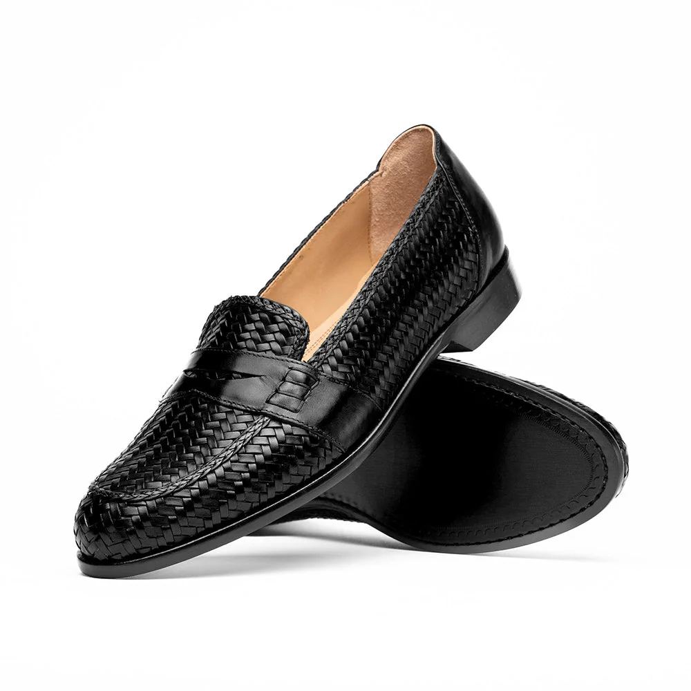 15-585-BLK NICOLA Italian Calfskin Basketweave, Black - Image 2