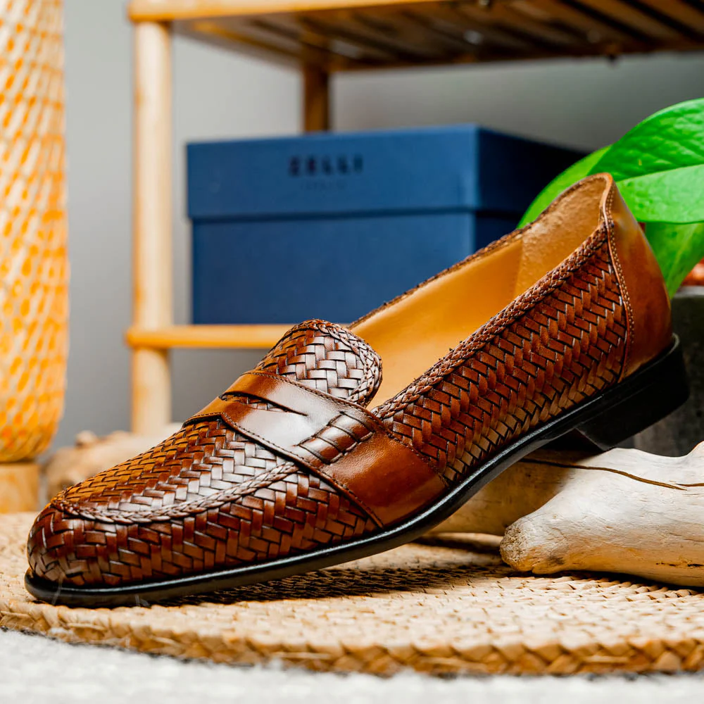 15-585-CGN NICOLA Italian Calfskin Basketweave, Cognac - Image 10