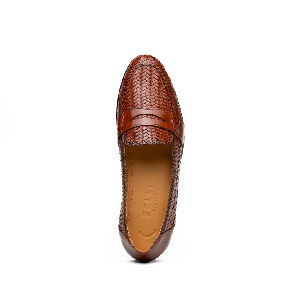 15-585-CGN NICOLA Italian Calfskin Basketweave, Cognac - Image 4