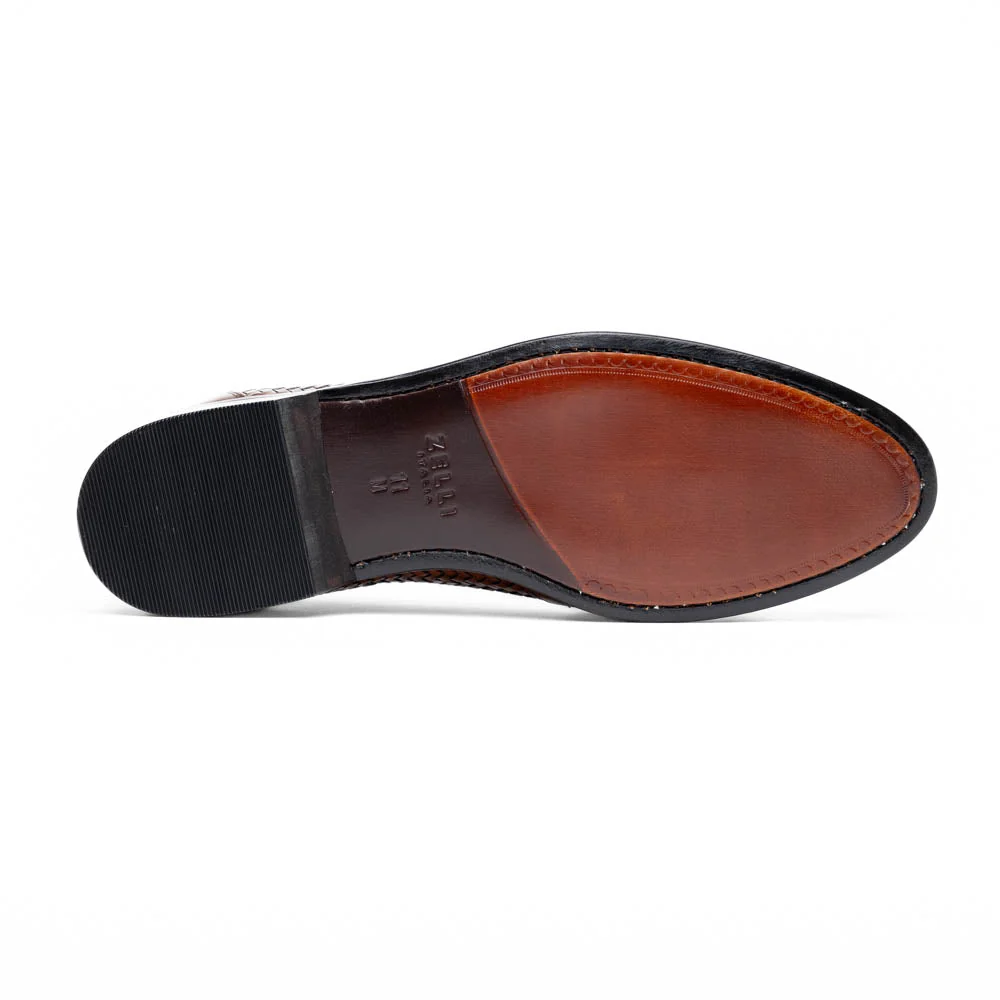 15-585-CGN NICOLA Italian Calfskin Basketweave, Cognac - Image 5