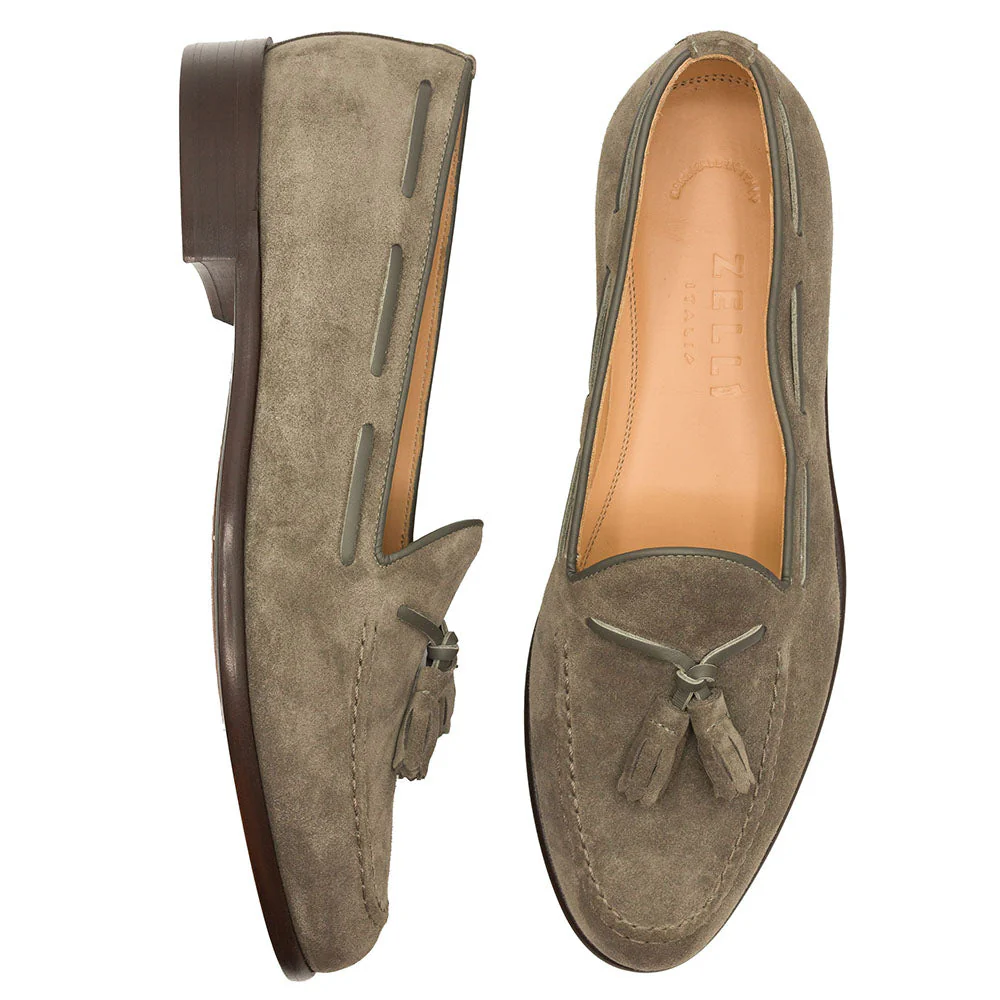 16-583-TPE FRANCO Suede Calfskin Tassel Loafer, Taupe - Image 4
