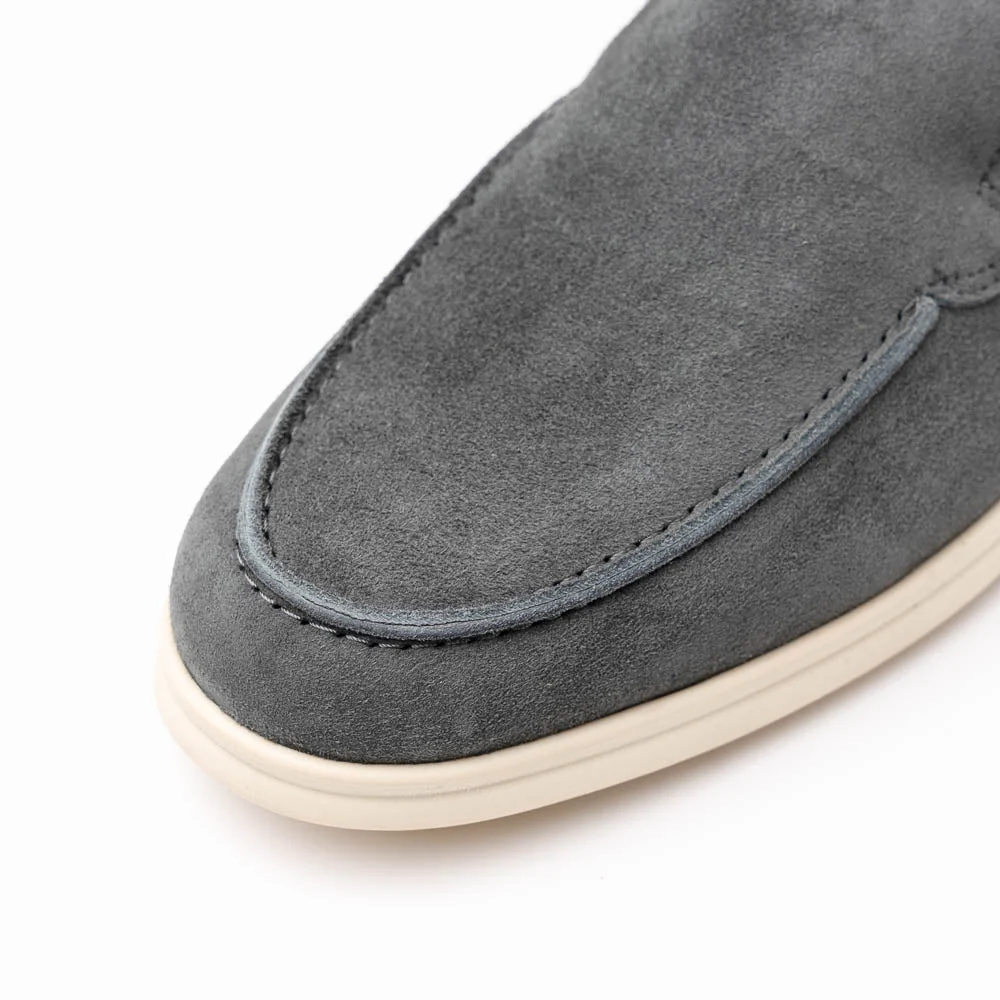 16-621-GRY LIVORNO Sueded Italian Goatskin Loafer Grey - Image 3
