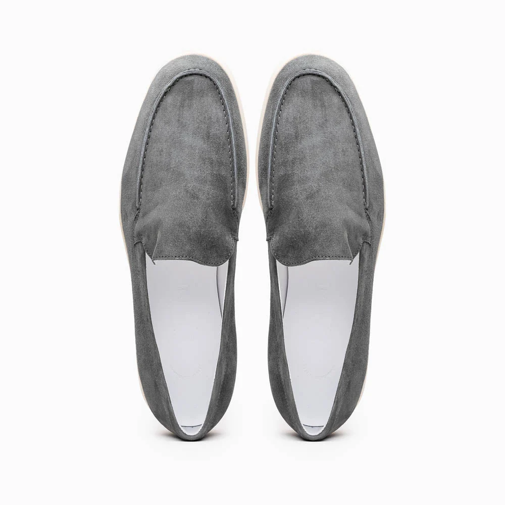16-621-GRY LIVORNO Sueded Italian Goatskin Loafer Grey - Image 4