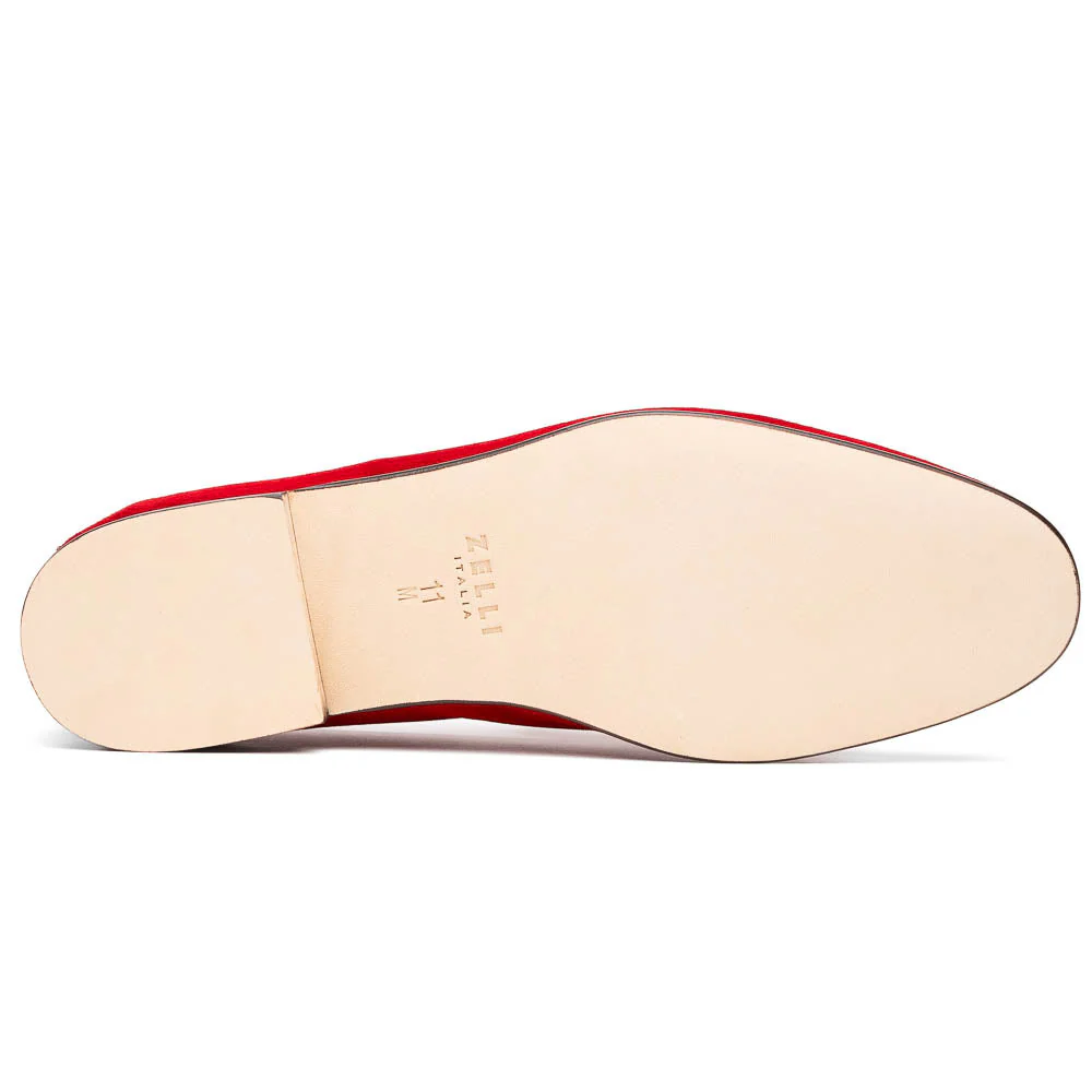 16-672-RED Tippa Suede & Calfskin Penny Loafers Red - Image 5