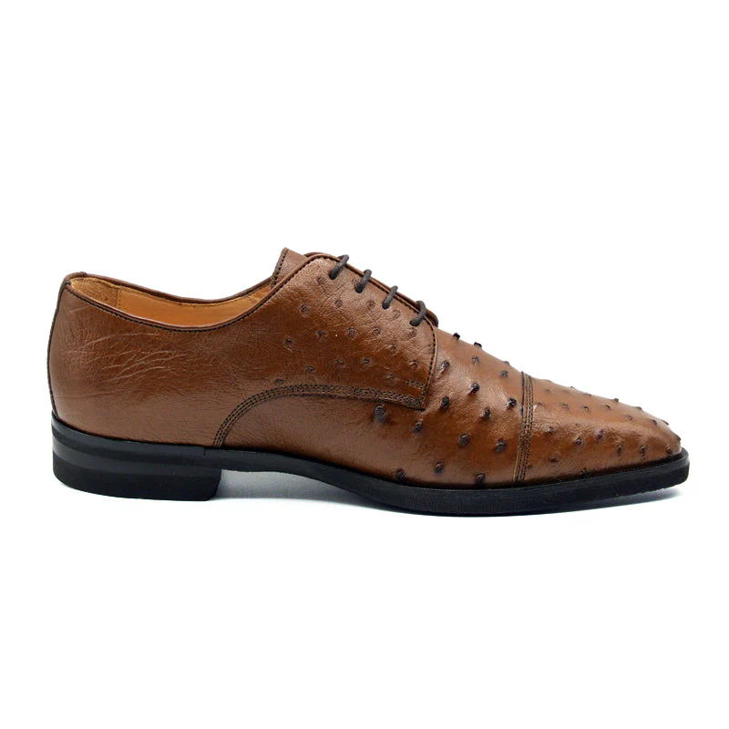 23-538-BDY ANDREA Ostrich Quill Lace Up, Brandy - Image 3