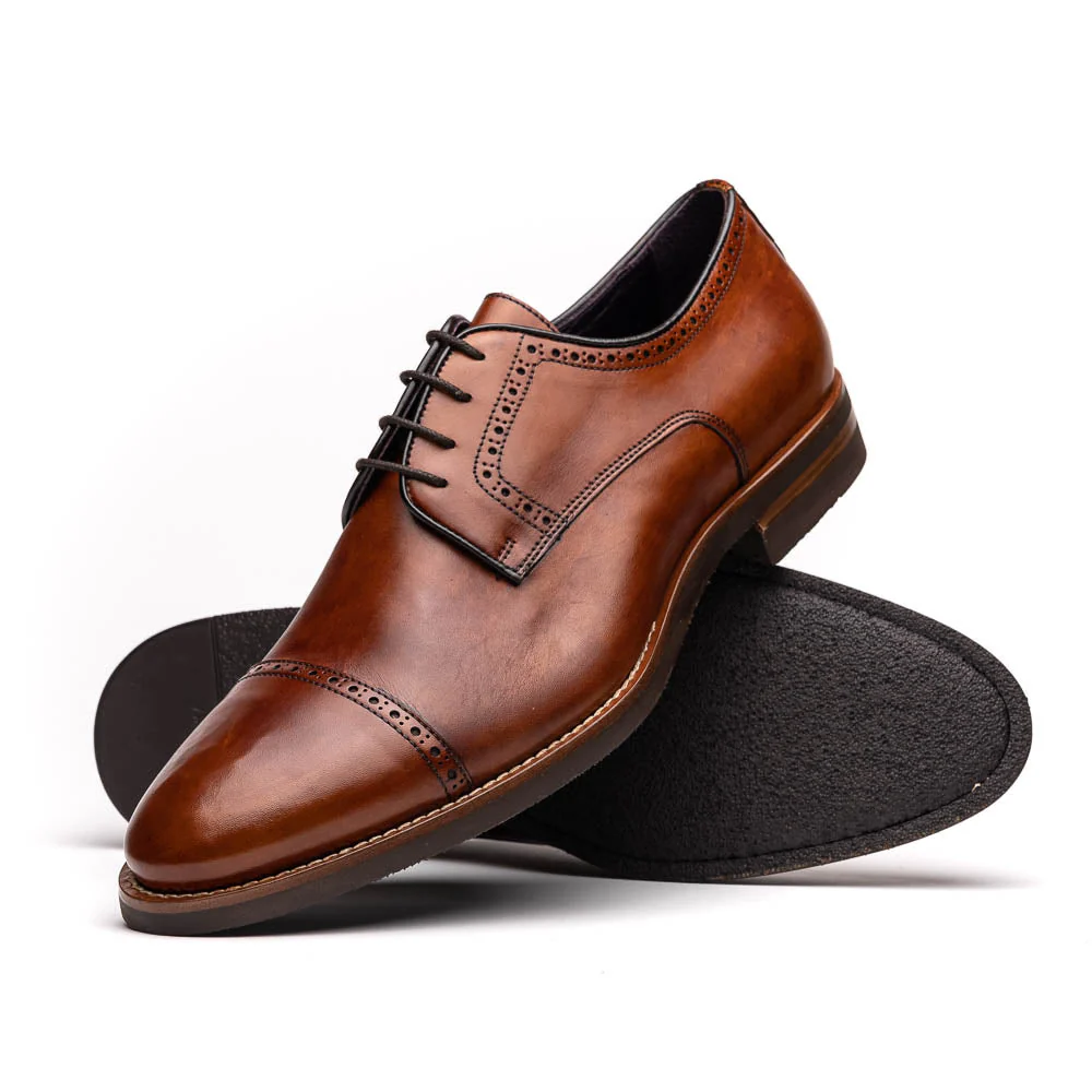 25-548-CGN GIOVANNI Italian Calfskin Lace Up Cognac - Image 3