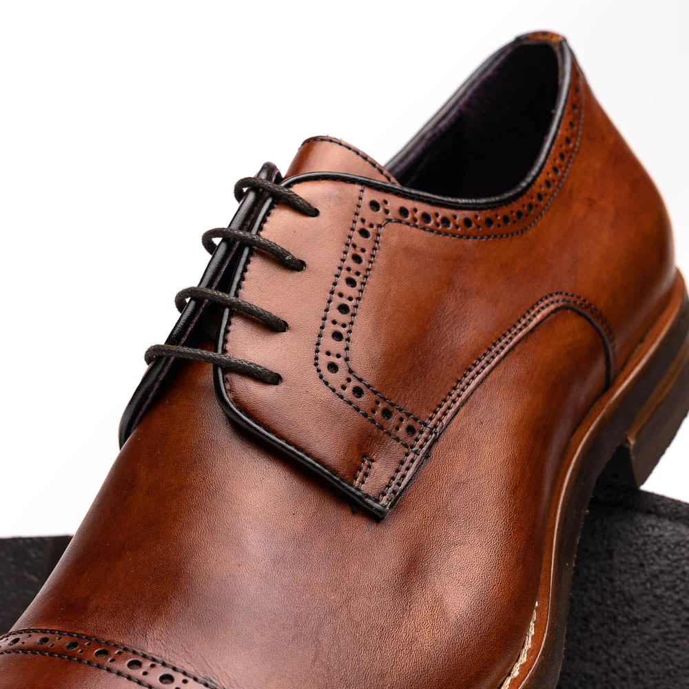 25-548-CGN GIOVANNI Italian Calfskin Lace Up Cognac - Image 4