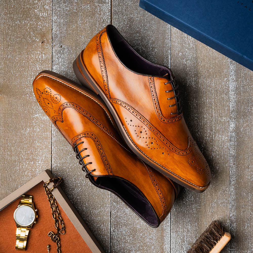 25-562-CML STEPHANO Wingtip Oxford Camel - Image 11
