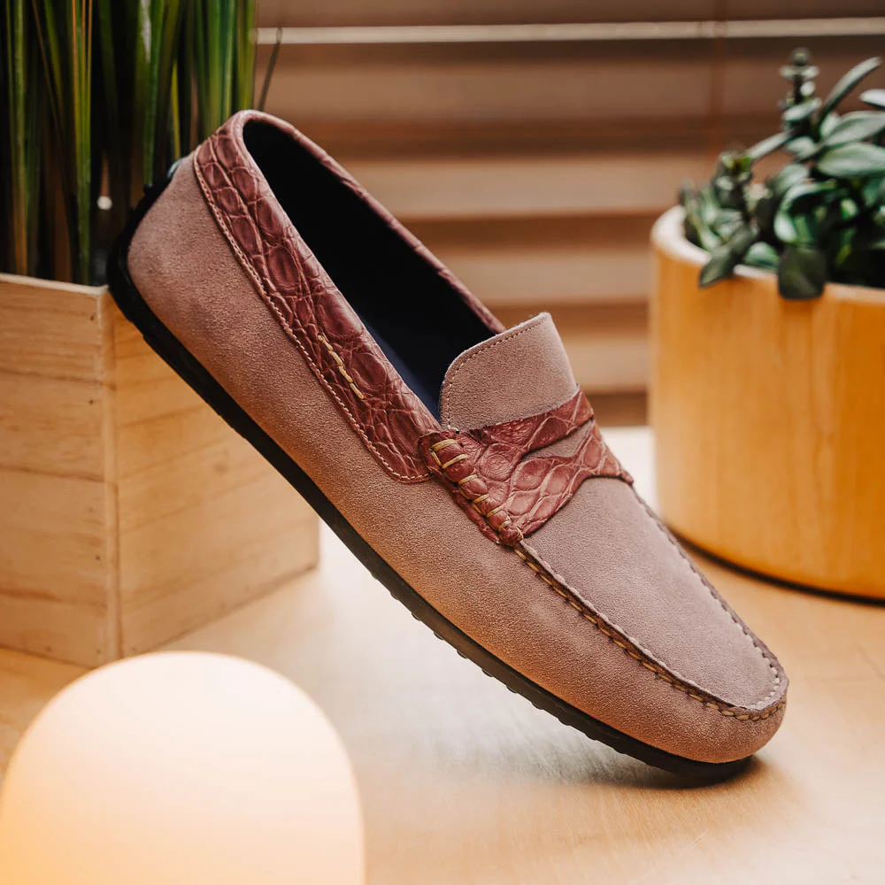 31-160-CDY MONZA Sueded Calfskin with Crocodile Driver Candy - Image 10