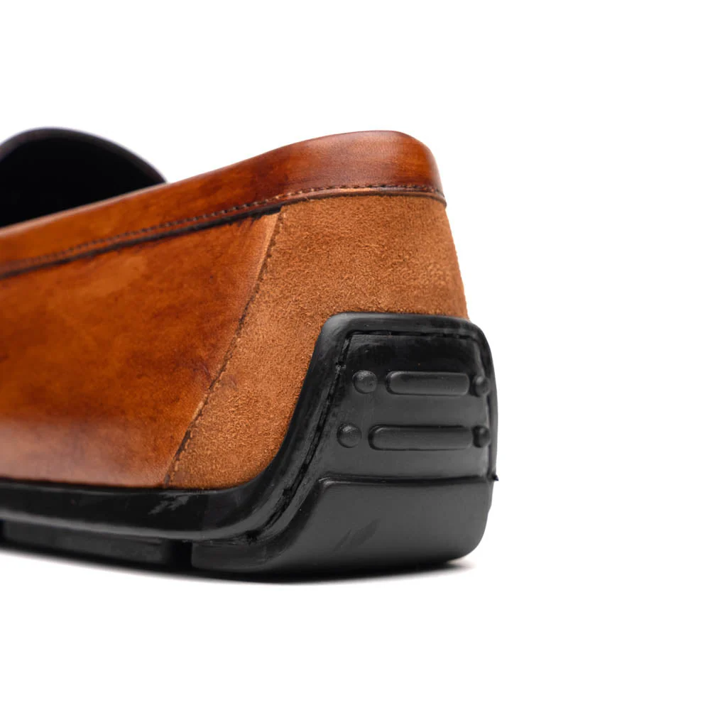 35-115-CGN MONZA Hand Burnished Italian Calfskin Driving Loafers Cognac - Image 5