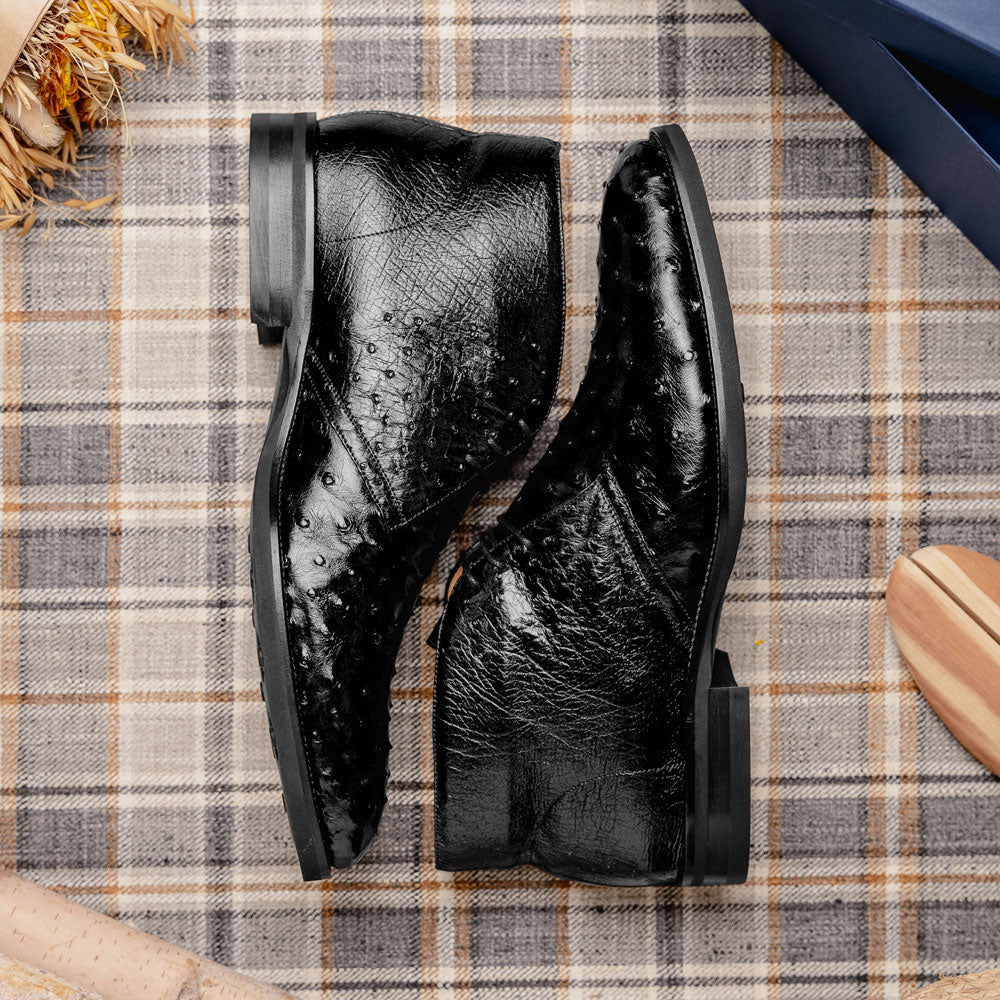 43-594-BLK MARCO Ostrich Quill Chukka Boot, Black - Image 12