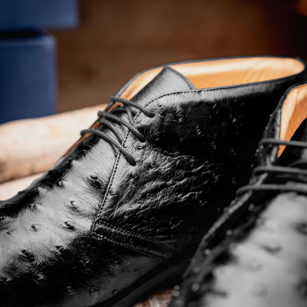 43-594-BLK MARCO Ostrich Quill Chukka Boot, Black - Image 13