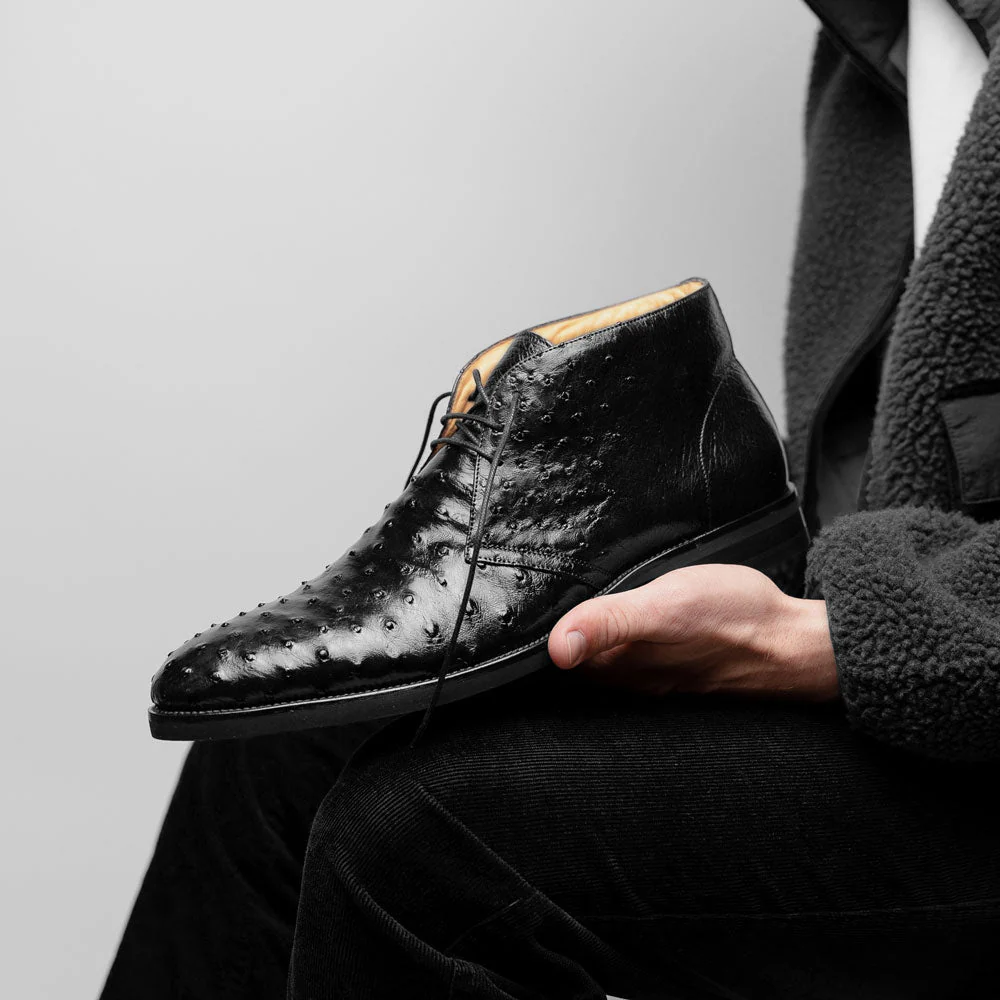 43-594-BLK MARCO Ostrich Quill Chukka Boot, Black - Image 8