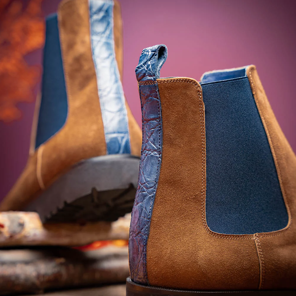 46-210-CGN GIANNA Suede Chelsea Boot, Cognac - Image 9