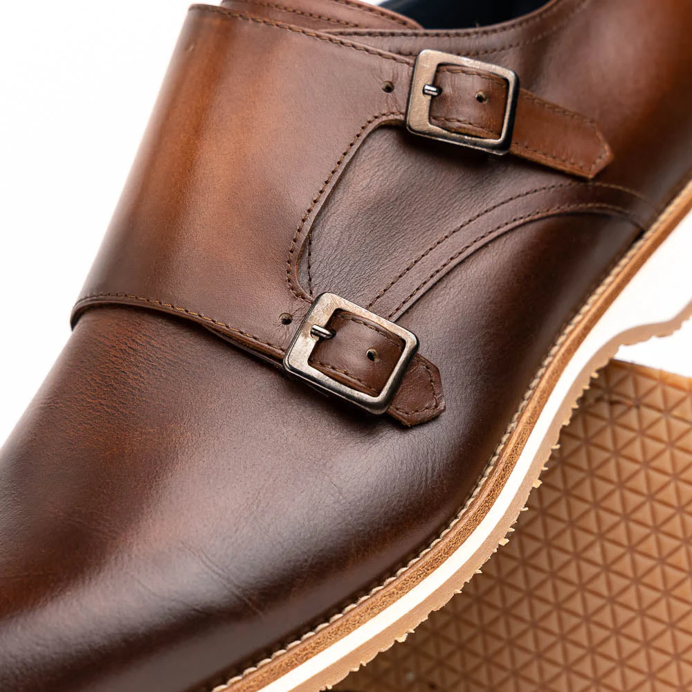 55-103-BRN LEGERRA Hand Burnished Italian Calfskin Monkstrap, Brown - Image 10