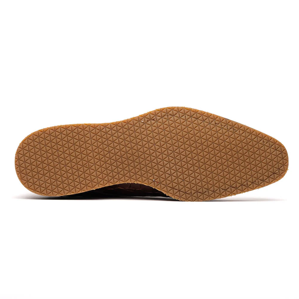 55-112-CGN LEGERRA Hand Burnished Crocodile Print Monkstrap Cognac - Image 6