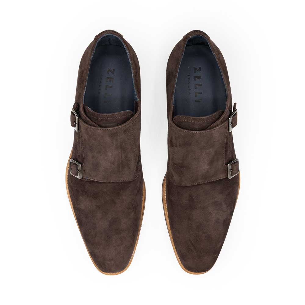 56-105-BRN LEGERRA Sueded Goatskin Monkstrap, Brown - Image 4