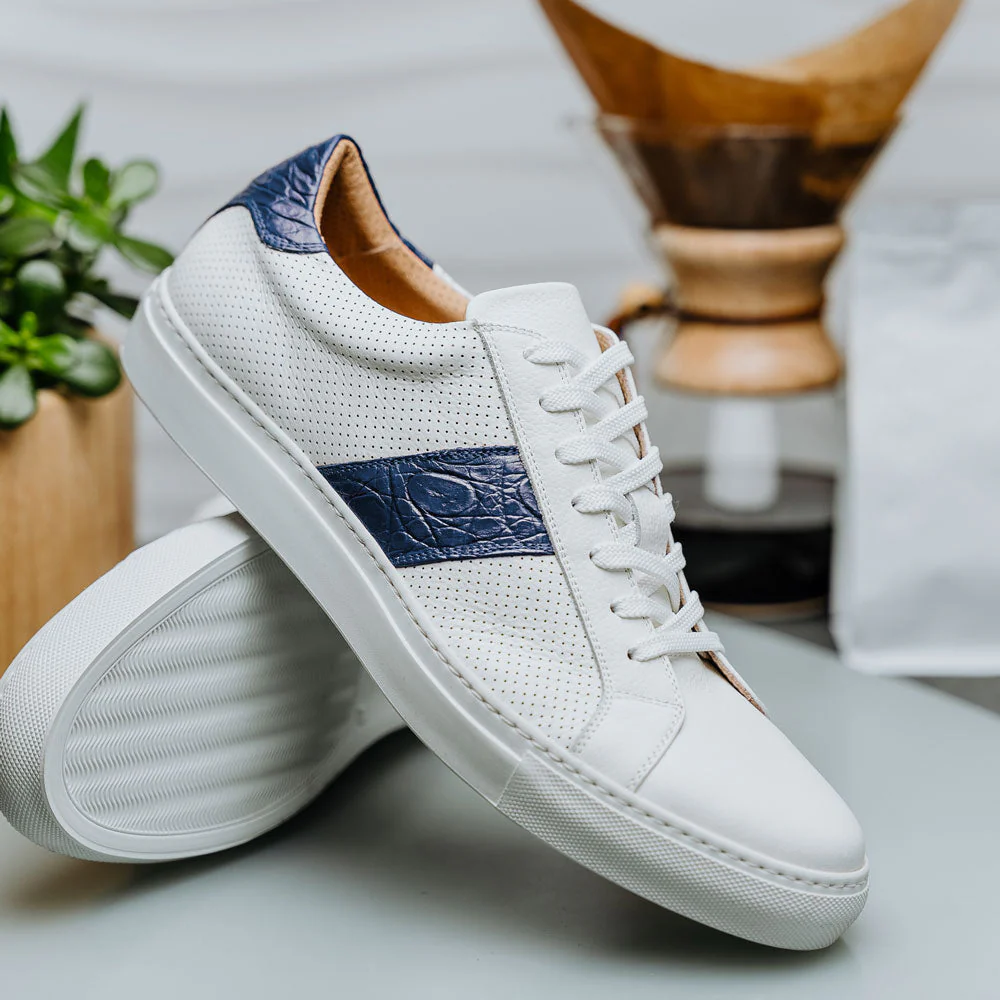 61-101-NVY OLYMPIAS Italian Calfskin and Crocodile Stripe, Navy - Image 14
