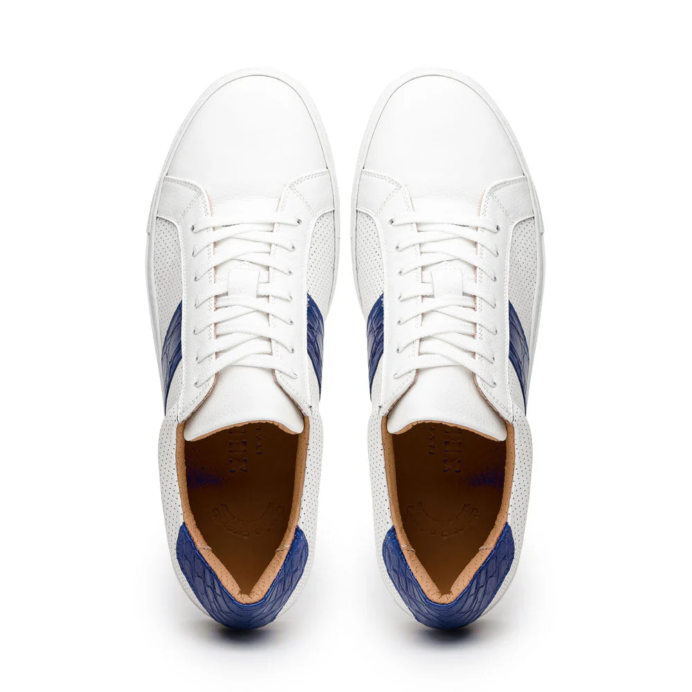 61-101-NVY OLYMPIAS Italian Calfskin and Crocodile Stripe, Navy - Image 3