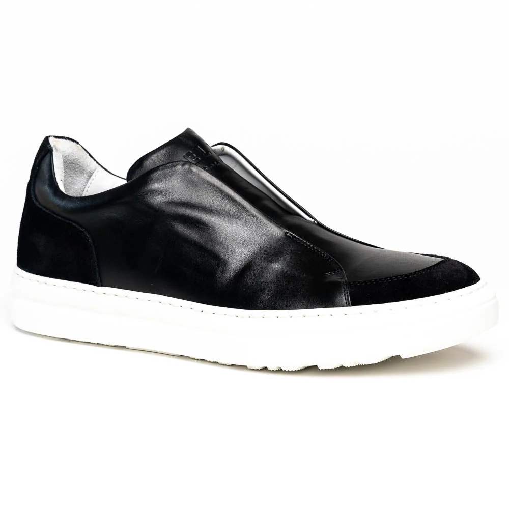 65-219-BLK SPETTACOLARE Italian Glove Baby Calf Sneakers, Black - Image 2