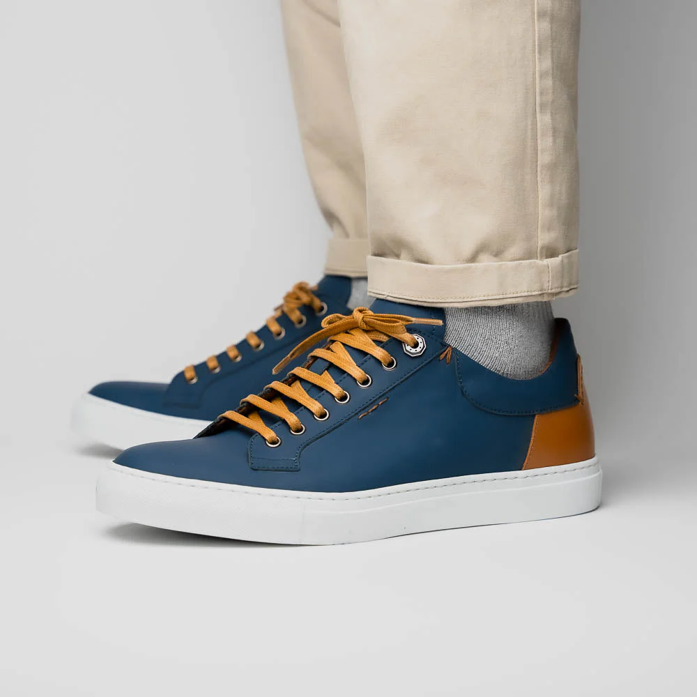 65-229-NVY Diaz Rubberized Calfskin Sneaker Navy - Image 11
