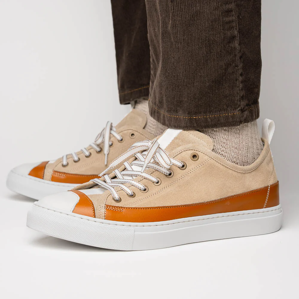 65-360-TPE LANDO Sueded Calfskin Sneaker Taupe - Image 6