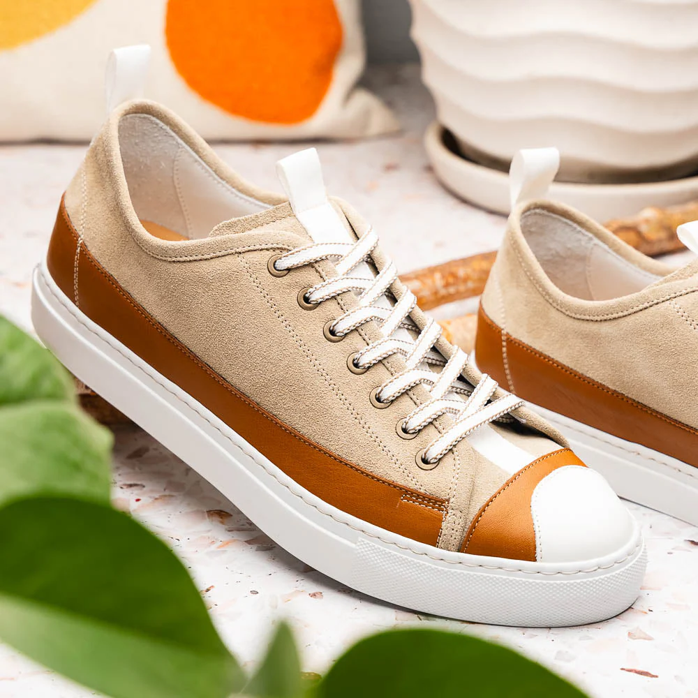 65-360-TPE LANDO Sueded Calfskin Sneaker Taupe - Image 9