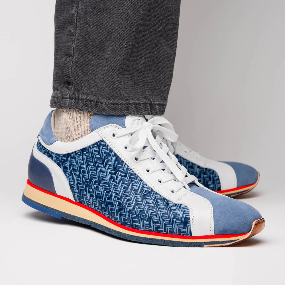 65-375-BLU RIPI Calfskin Hand Weave Sneaker Blue - Image 6