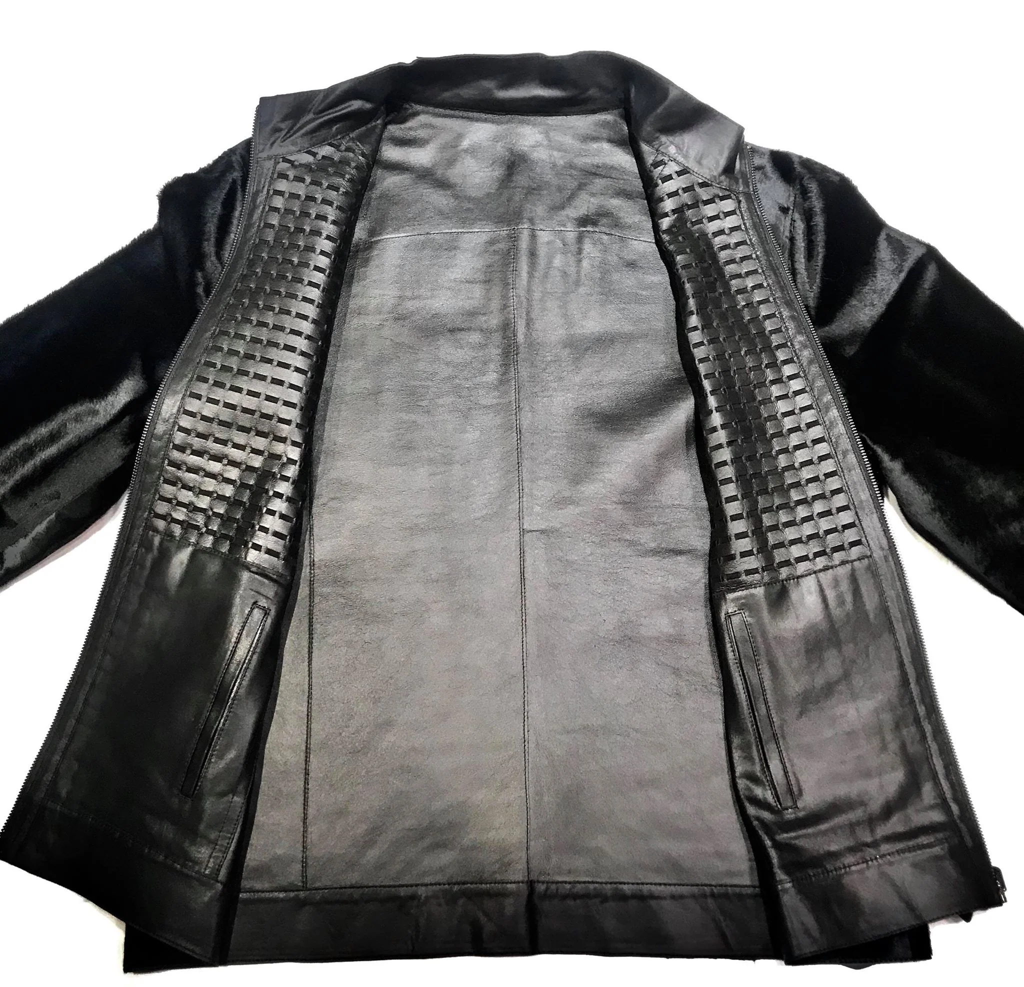 Aston Checkered Pony Hair Reversible Bomber Jacket - Image 4