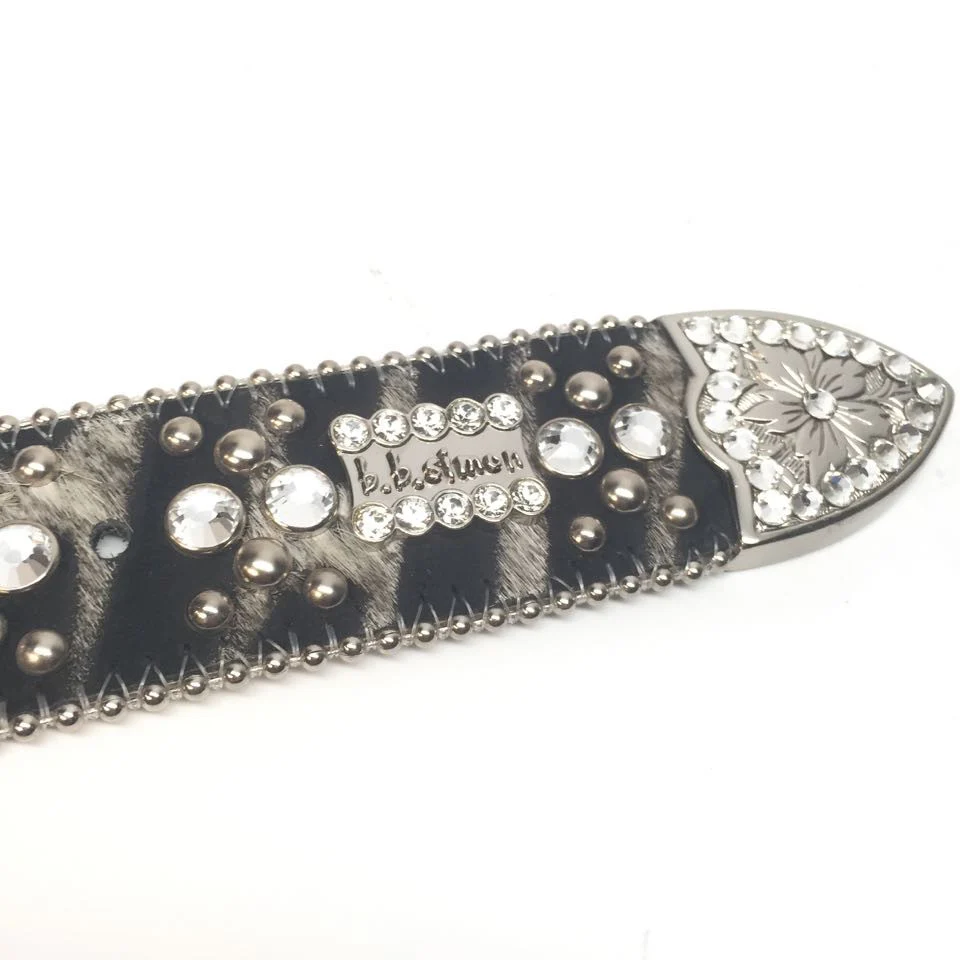 b.b. Simon 7053 Skull Zebra Crystal Belt - Image 3