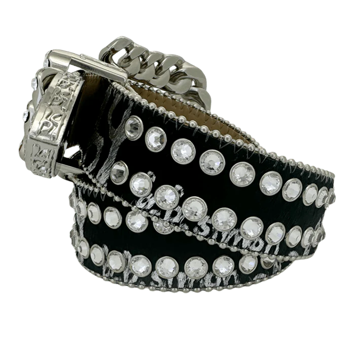 b.b. Simon Asal Pony Hair Silver Clear Crystal Belt - Image 3