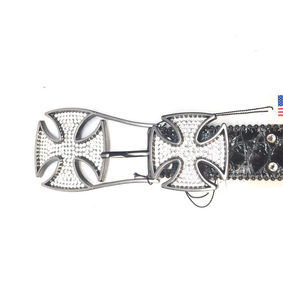 b.b. Simon Black Cross Pattée Crystal Belt - Image 2