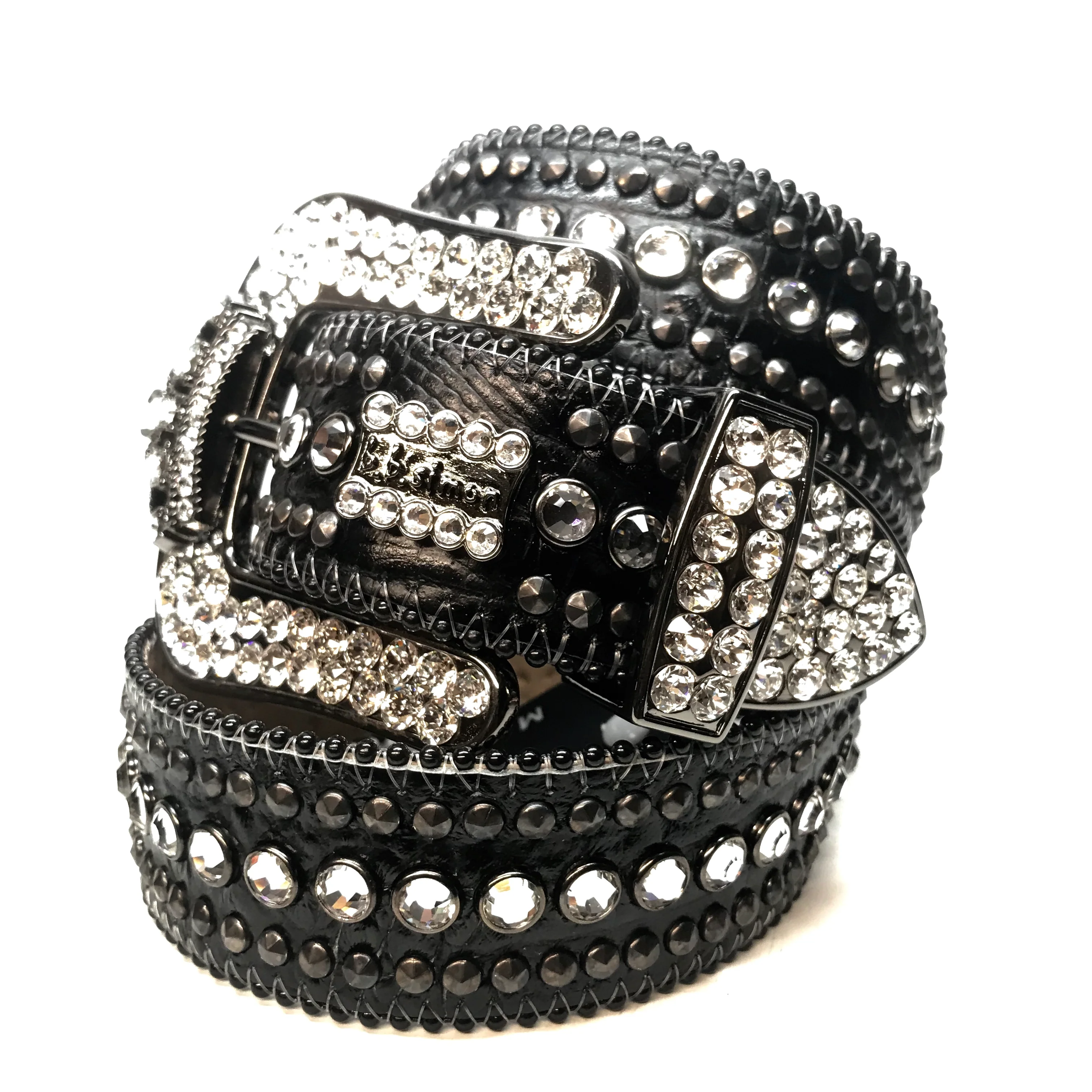 b.b. Simon 'Black Crown' Double Studded Row Crystal Belt - Image 5