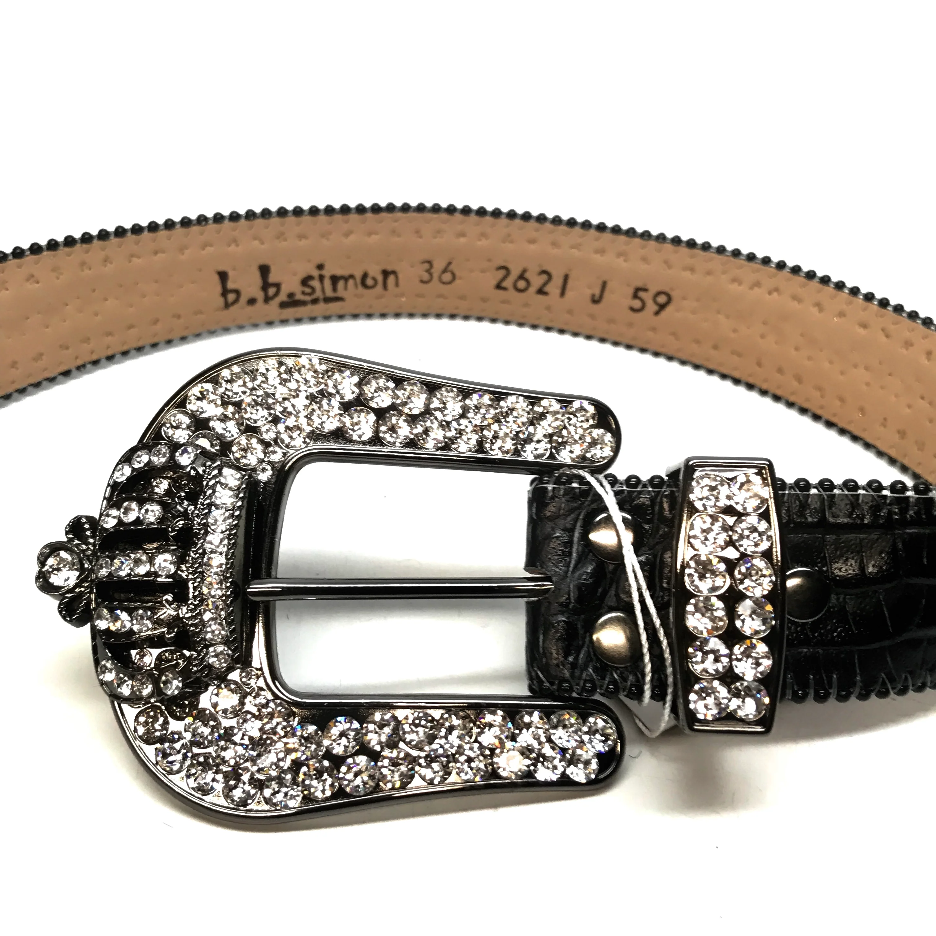 b.b. Simon 'Black Crown' Double Studded Row Crystal Belt - Image 6