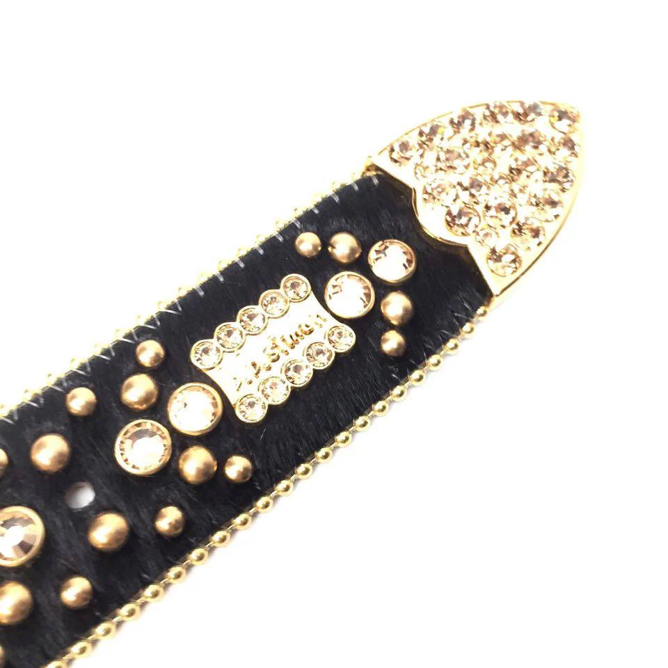 b.b. Simon Fully Loaded Black & Gold Pony Crystal Belt - Image 4