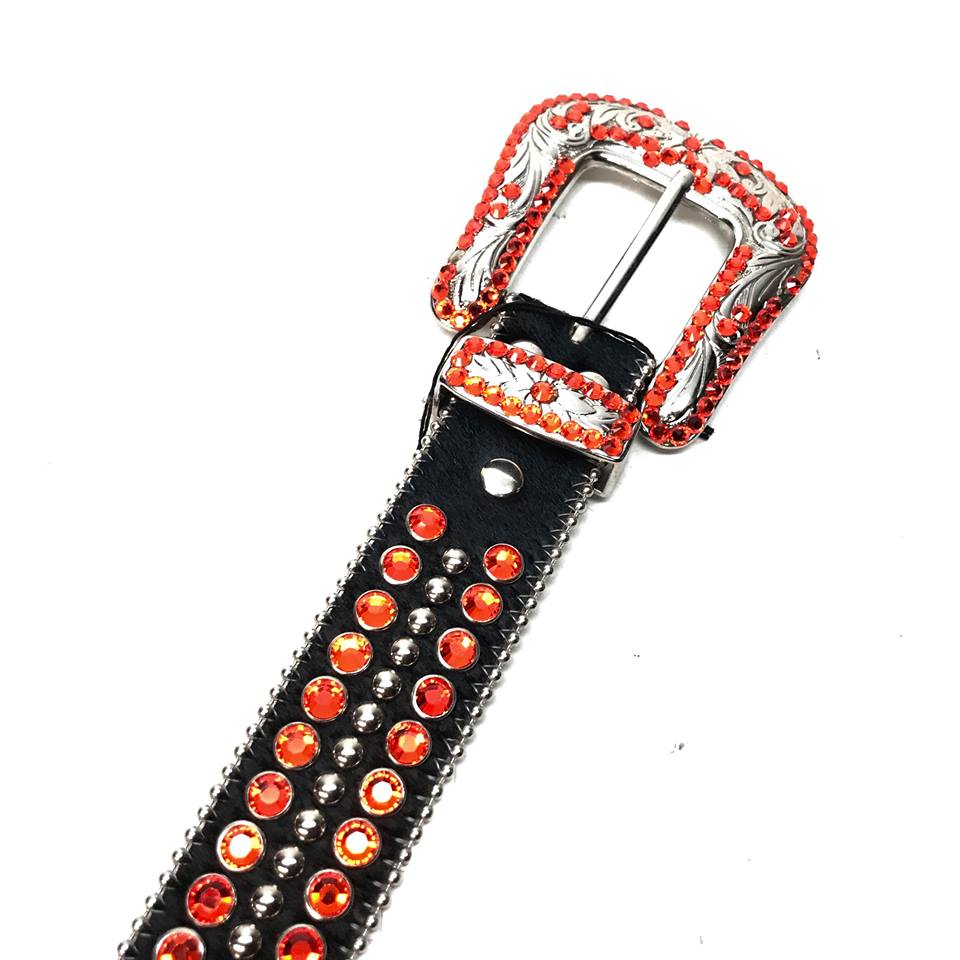 b.b. Simon Black/Orange Pony Hair Crystal Belt - Image 5