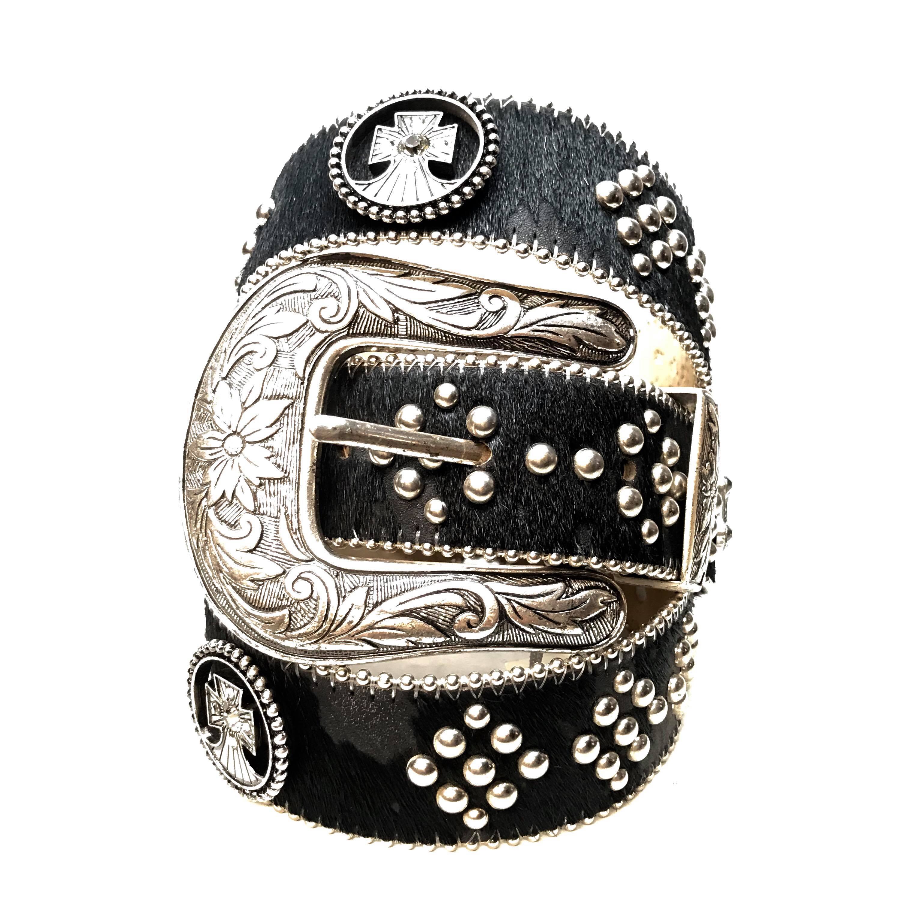 b.b. Simon Black Quad Studded Pony Crystal Belt - Image 6