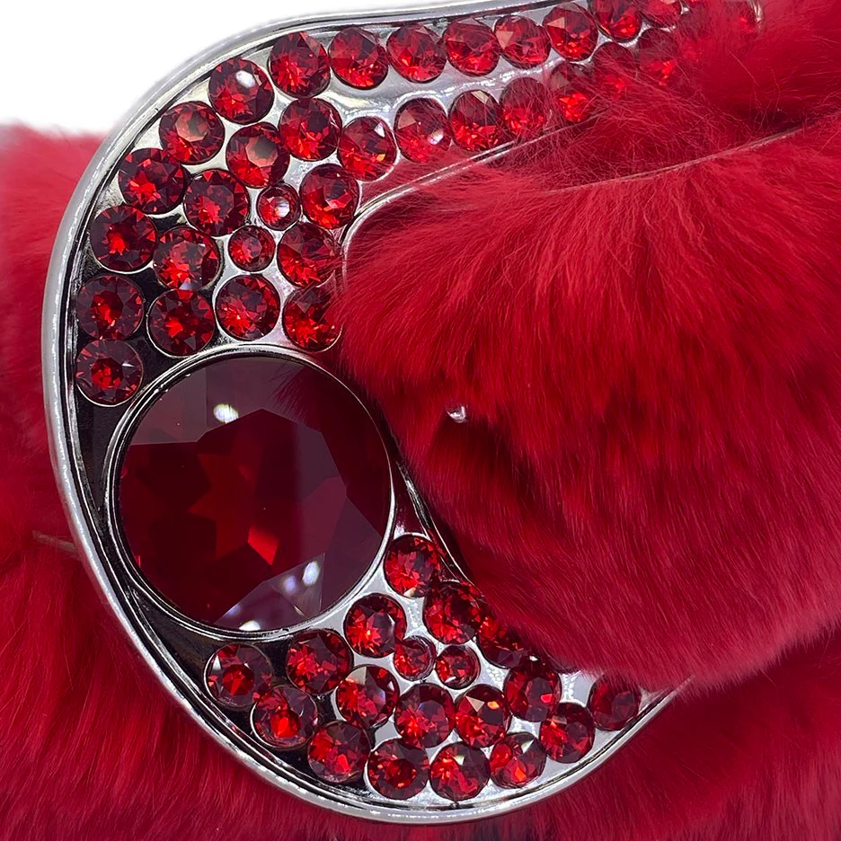 b.b. Simon Blood Red Fur Crystal Belt - Image 2