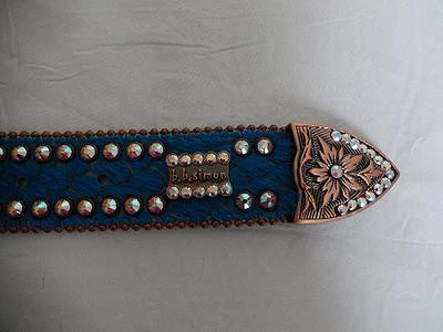 b.b. Simon Bronze & Blue Crystal Belt - Image 4