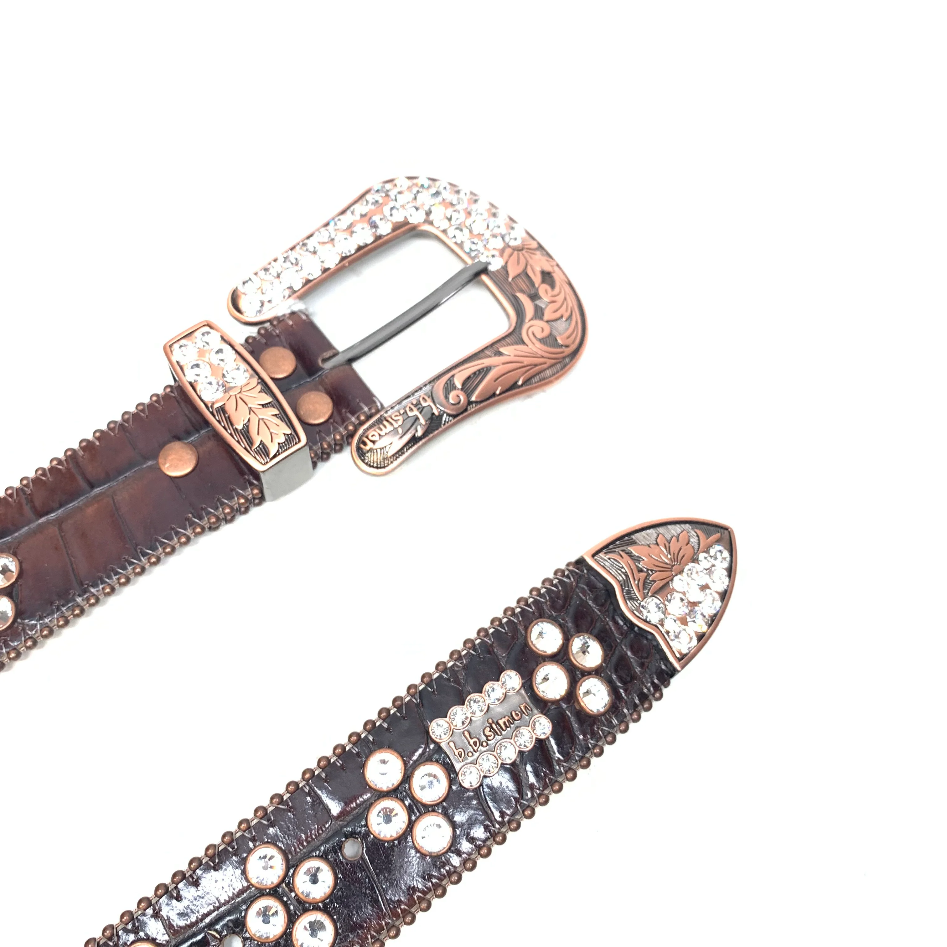 b.b. Simon Chocolate Skull Fully Loaded Crystal Belt - Image 7