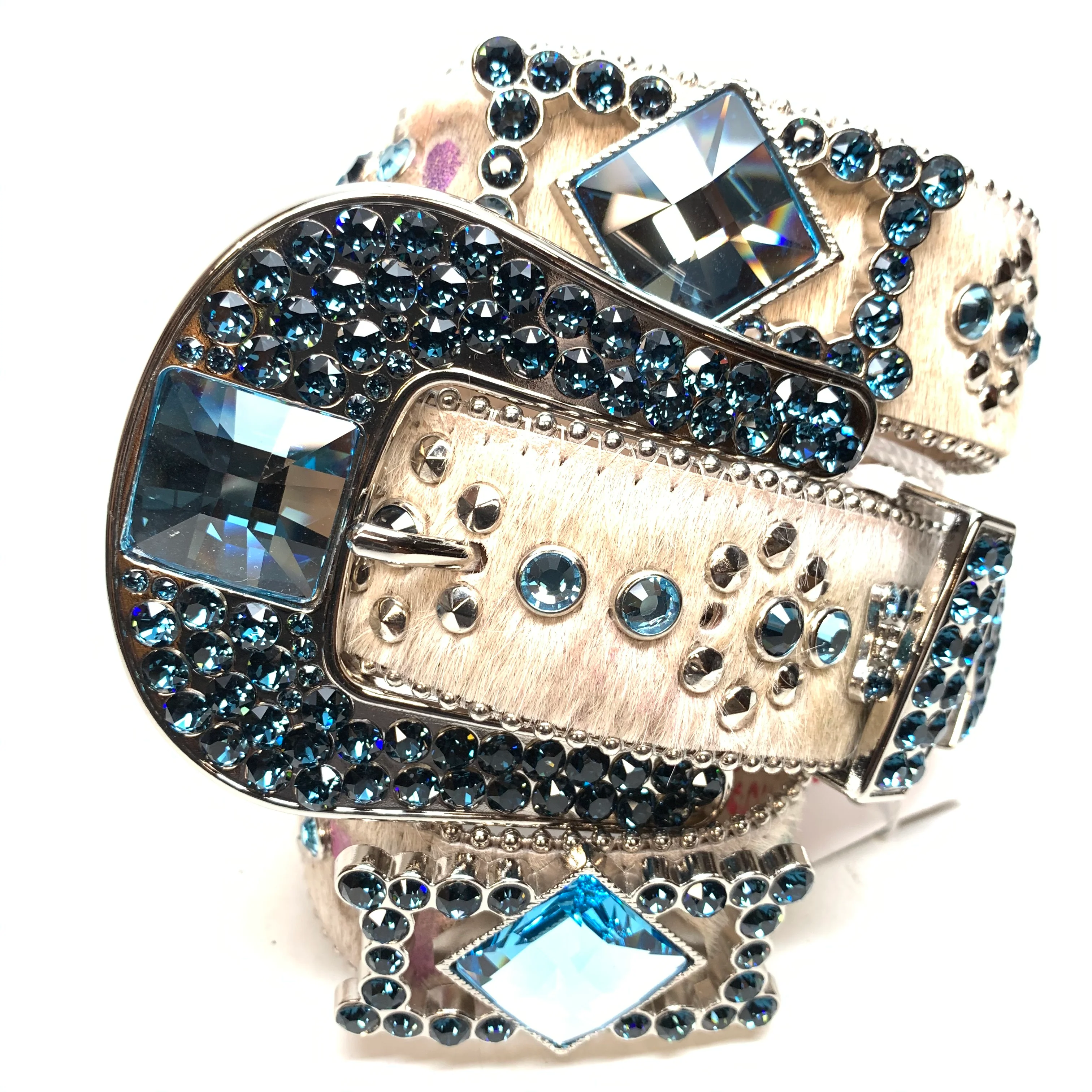 b.b. Simon Cream Big Block Pony Crystal Belt - Image 2