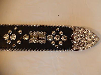 b.b. Simon Black Leather Quad Studded Crystal Belt - Image 4